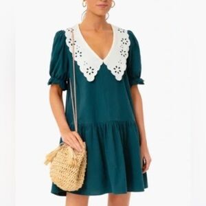 Tuckernuck Pomander Place peacock green knit dress XS